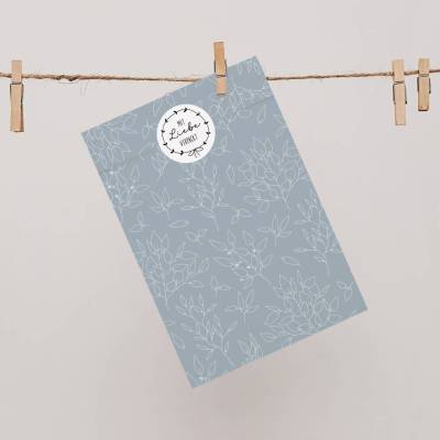 Papiertüten Set *Scandi Leaf* / Motiv 1 / Flachbeutel in versch. Größen für Valentinstag und Geburtstag