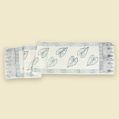 Tischläufer Baumwolle Indigo Blockdruck – Handgefertigt, 30x150 cm – Blau Weiß Boho Deko