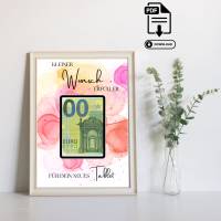 Geldgeschenk Wunscherfüller Tablet - Last Minute Geschenk - Handgemacht - Sofort PDF Download zum Ausdrucken Geburtstag Bild 1
