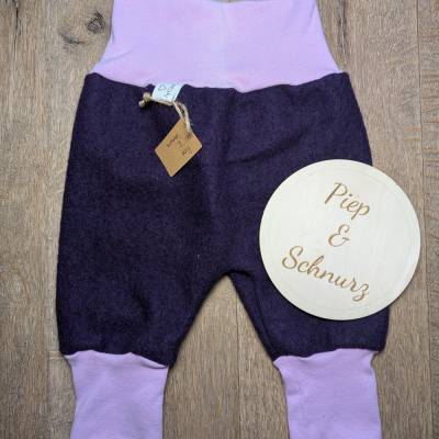 Warme Wollwalkhose 'Drüberziehhose' aus Schurwolle in Farbe Dunkellila/Aubergine