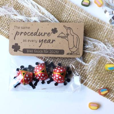 Tütenverschluss viel Glück, Druckvorlage Glücksbringer, Tischdeko Silvester, Give Away Neujahr 2026, audrucken