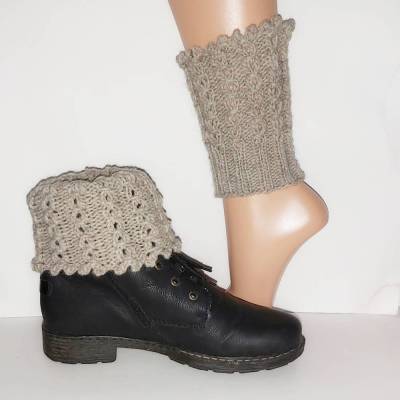 Handgestrickte Beinstulpen aus Wolle mit Alpaka – Stiefel-Manschetten für Boots & Leggings, kurze Stifelblitzer