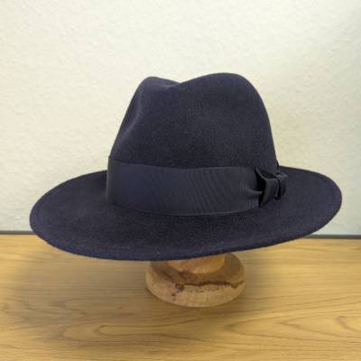 Filzhut Fedora Wollfilz Velours Dunkelblau
