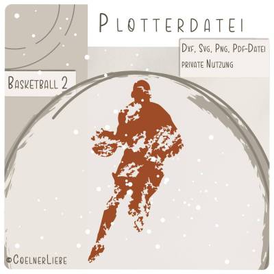 Plotterdatei Basketball Spieler 2 – Dynamischer Dribbel-Moment im Grunge-Look