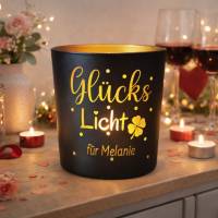 Glückslicht – Personalisiertes Windlicht | Geschenk mit Herz | Geschenk zur Freundschaft, Liebe, Geburtstag Bild 1