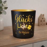 Glückslicht – Personalisiertes Windlicht | Geschenk mit Herz | Geschenk zur Freundschaft, Liebe, Geburtstag Bild 2