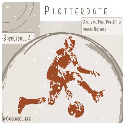 Plotterdatei Basketball Spieler 4 – Dynamische Grunge Silhouette zum Sofortdownload