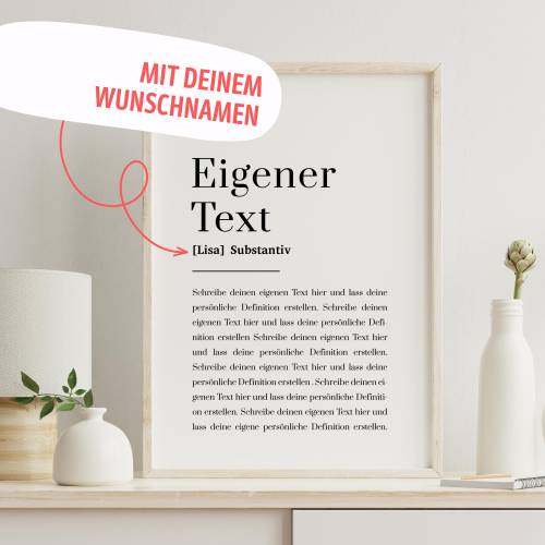 Personalisiertes Poster mit Wunschtext – Individuelles Geschenk zu Weihnachten, selbst gestaltbar, Definition & Statement