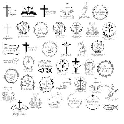Konfirmation Bundle PNG SVG Datei - Download Plotterdatei - Plotter File - Kirche Fisch Bibel Kreuz Christlich Cricut 
