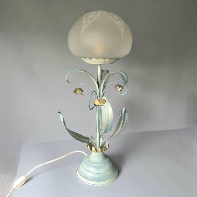 Große Florentiner Tischlampe mit Glasschirm, 60cm