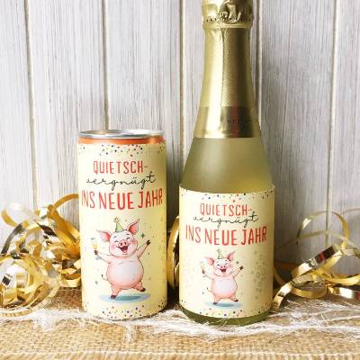 Prosecco Flaschen Etikett Silvester, Druckvorlage Silvesterparty, Mitbringsel Sekt Silvesterfeier, Geschenkidee Freunde