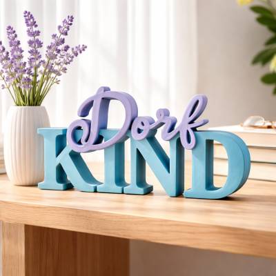 Schriftzug „Dorfkind“ als 3D-Druck STL Datei mit kommerzieller Lizenz – Landleben Deko, Bauernhof Geschenkidee