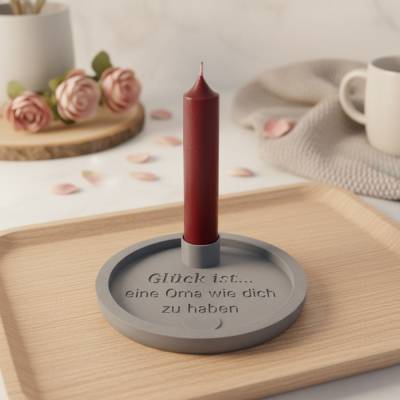 Digitale 3D-Druck-Datei Tablett mit Kerzenhalter – Geschenk für Oma, für Stabkerzen,