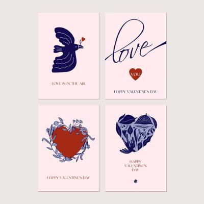 Valentinskarten Set *Love is in the Air* / 4 Geschenkkarten für Valentinstag