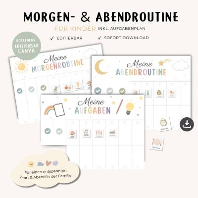 Tagesplan Routinekarten für Kinder personalisierbar, Morgen- Abendroutine, Aufgabenplan,  Routine Set, zum Ausdrucken