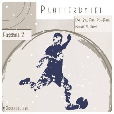 Plotterdatei Fussball 2 – Spieler in Bewegung im Grunge-Look für kreative DIY-Projekte