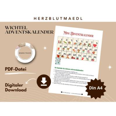 Mini-Wichtel-Adventskalender zum Ausdrucken – DIY Countdown bis Weihnachten