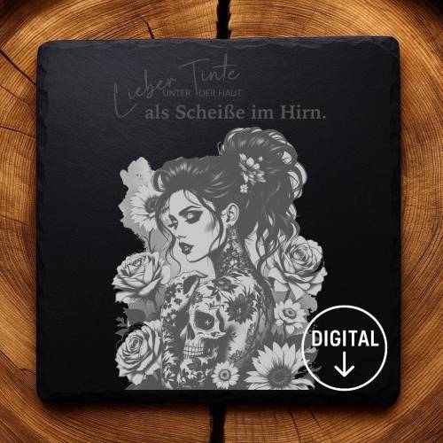 Laserdatei Tattoo – Gravurdatei PNG für Schiefer & Holz | Bildgravur