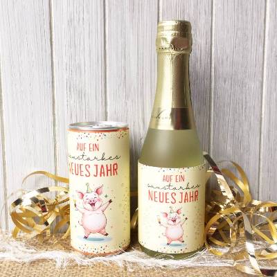 Prosecco Flaschen Etikett Silvester, Druckvorlage Silvesterparty, Mitbringsel Sekt Silvesterfeier, Geschenkidee Freunde