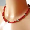 Halskette aus Bambus Korallen Rondellen und Silber 925 – Rote Kette, Handmade, Geschenkidee (€189.90)