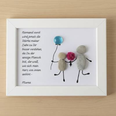 Steinbild Mama personalisiert mit Ballon, Blumen & Wunschtext – Einzigartiges Geschenk zum Muttertag | STB-311