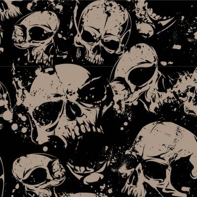 Rest:0,8mx1,45m Baumwolle  Kim Totenkopf skulls Schädel  beige/schwarz Oeko-Tex Standard 100