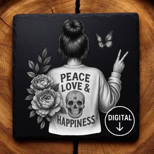 Laserdatei Girlpower  – Gravurdatei PNG für Schiefer & Holz | Bildgravur