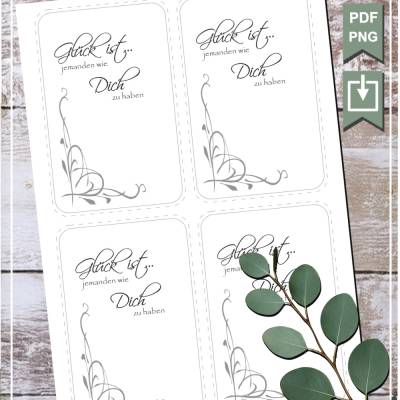 Glück ist ... – Stilvolle Hintergrundkarte im PDF/PNG-Dateiformat für kreative DIY-Projekte
