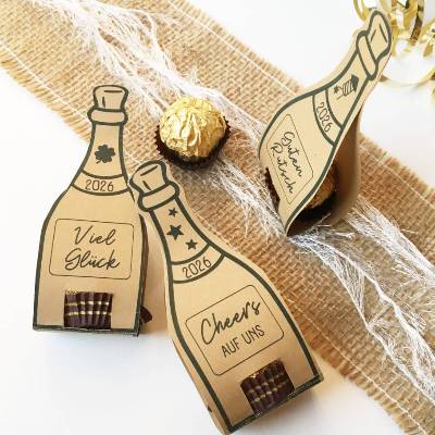 Silvester Druckvorlage Neujahr 2026, DIY Tischdeko Gastgeschenk, Mitgebsel zum Ausdrucken, Rocherverpackung PDF