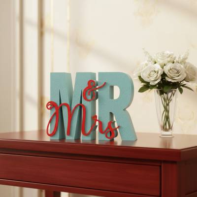 Mr & Mrs 3D-Schriftzug STL Datei mit kommerzieller Lizenz – Hochzeitsdeko & Geschenkidee