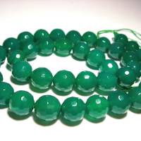 Kettenstrang Grüner Onyx Perlen 8 mm facettiert, Edelstein Strang, Schmuck basteln (€26.90)