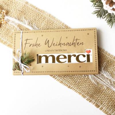 Druckvorlage Frohe Weihnachten Schokolade, Banderole Schokoladentafel PDF, Weihnachtsgruß Mitgebsel, Merci Schokolade PD