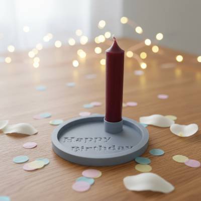 3D Druck Datei Geburtstag STL – Happy Birthday Tablett mit Kerzenhalter, Deko & Geschenkidee