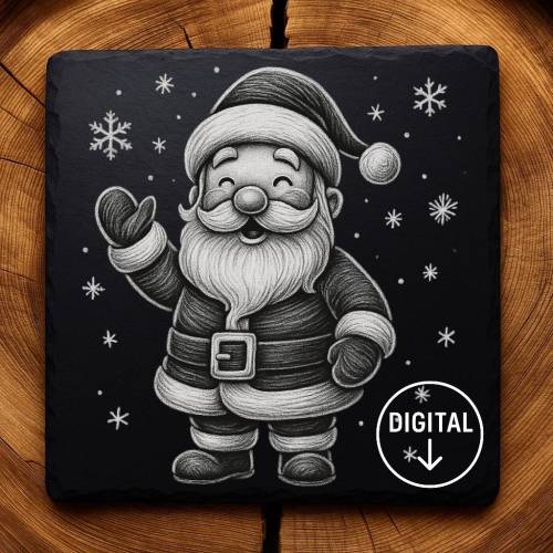 Laserdatei Weihnachtsmann – Gravurdatei PNG für Schiefer & Holz | Bildgravur