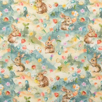 Baumwolle Ostern fleißiger Hase multicolor (1m/10,-€)
