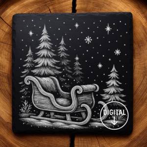 Laserdatei Schlitten – Gravurdatei PNG für Schiefer & Holz | Bildgravur Bild 1