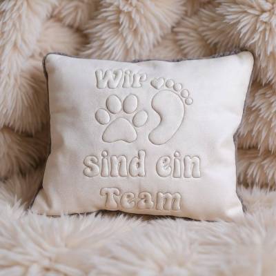 Stickdatei Hund 3D Trapunto Set – Wir sind ein Team | Design-by-Jasmina für Kissen, Taschen & Shirts