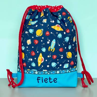 Kinderturnbeutel Weltall - personalisierter Stoffbeutel für Wechselsachen