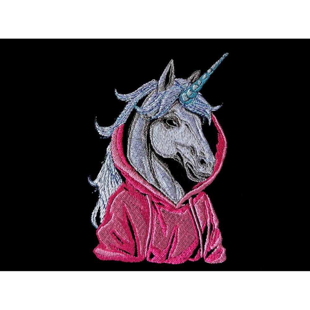 Einhorn cool Color Lichteffekt – 20x26-30cm, 21*40cm EXP Magisches Stickmuster für schwarze Stoffe Bild 1