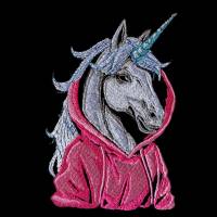 Einhorn cool Color Lichteffekt – 20x26-30cm, 21*40cm EXP Magisches Stickmuster für schwarze Stoffe Bild 1