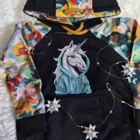 Einhorn cool Color Lichteffekt – 20x26-30cm, 21*40cm EXP Magisches Stickmuster für schwarze Stoffe Bild 4