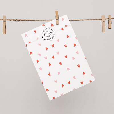 Papiertüten Set *Valentine* / Motiv 3 / Flachbeutel in versch. Größen für Valentinstag und Geburtstag