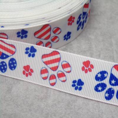 Pfoten Ripsband USA Farben 22 mm – Kreatives Band für Hunde & DIY-Projekte