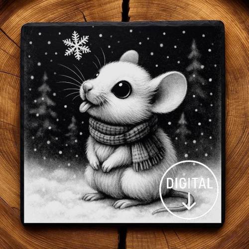 Laserdatei Maus – Gravurdatei PNG für Schiefer & Holz | Bildgravur