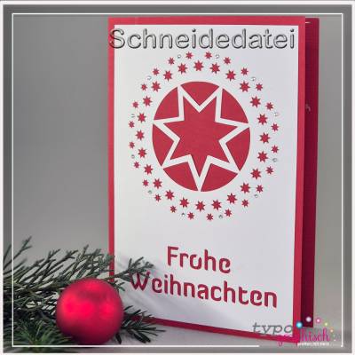 Plotterdatei Weihnachtskarte mit Stern | Klappkarte B6 | DIY Weihnachtsgruß