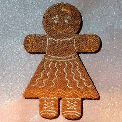 Stickdatei Lebkuchenfrau 12-14*18cm – Weihnachtsstickerei mit Zuckerguss-Effekt für Stickmaschinen