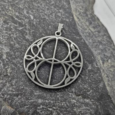 Edelstahl Kettenanhänger Chalice Well 25mm | Vesica Piscis Symbol | Kettenanhänger mit Kette oder Band nach Wahl
