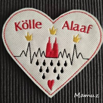 Dom Herzschlag Herz, ITH Stickdatei 10 x 10, 2 Dateien, für Karneval, Fasching, Fasnet