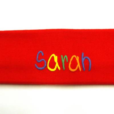 Stirnband rot mit Namen-Sarah beschriftet–Last Minute Geschenk für Mädchen Kinder Geburtstag Kommunion