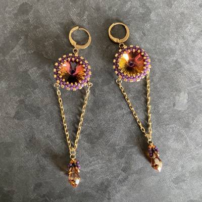 Elegante Statement Ohrhänger • Magie in burned orange und violett